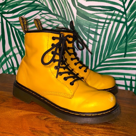 Dr. Martens Other - Dr. Martens Softy T 1460J Yellow Leather Combat Boots Girls Size 3